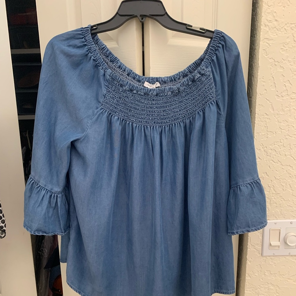 Off the shoulder denim top